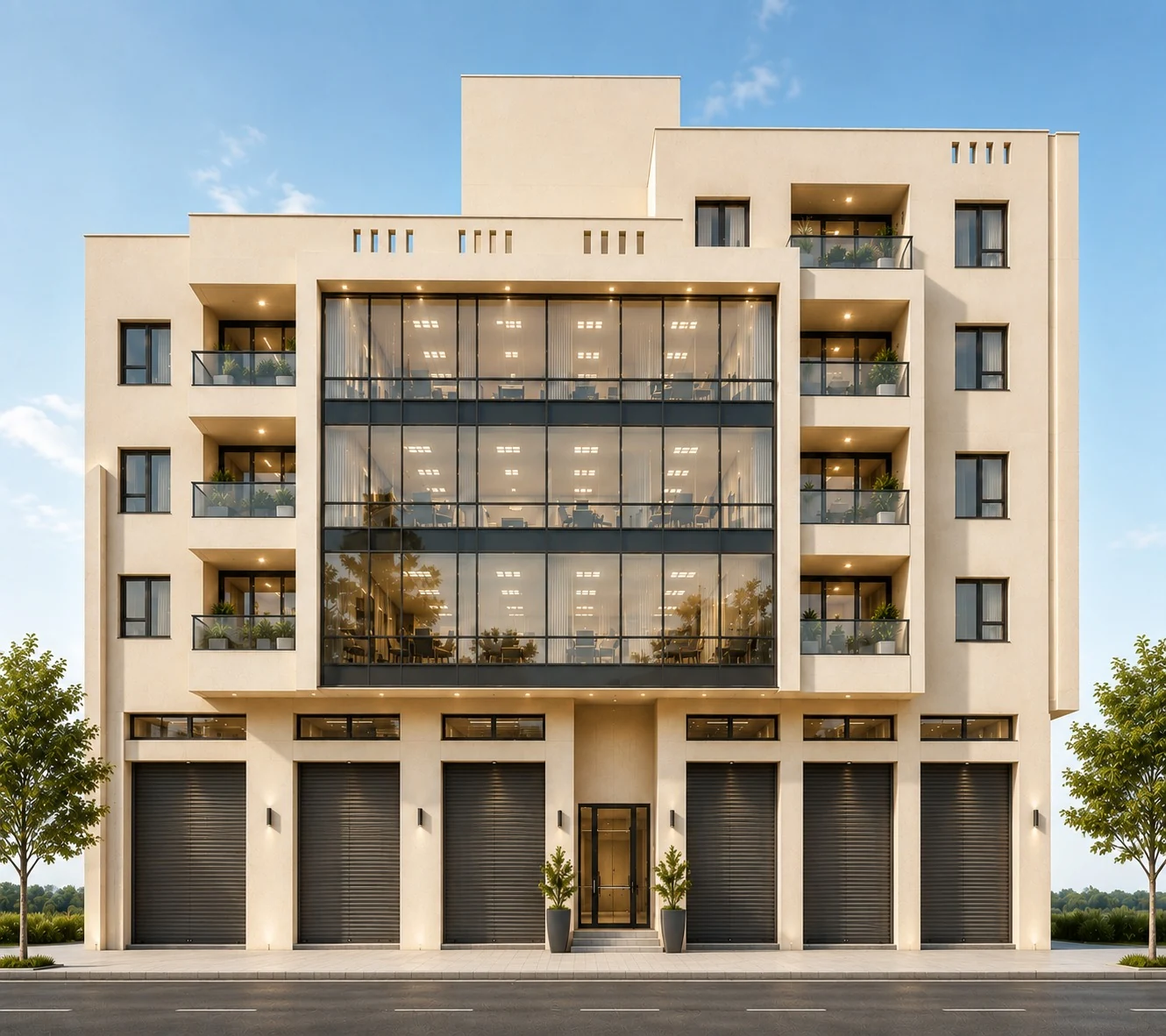 Proposition de façade claire pour l’immeuble contemporain