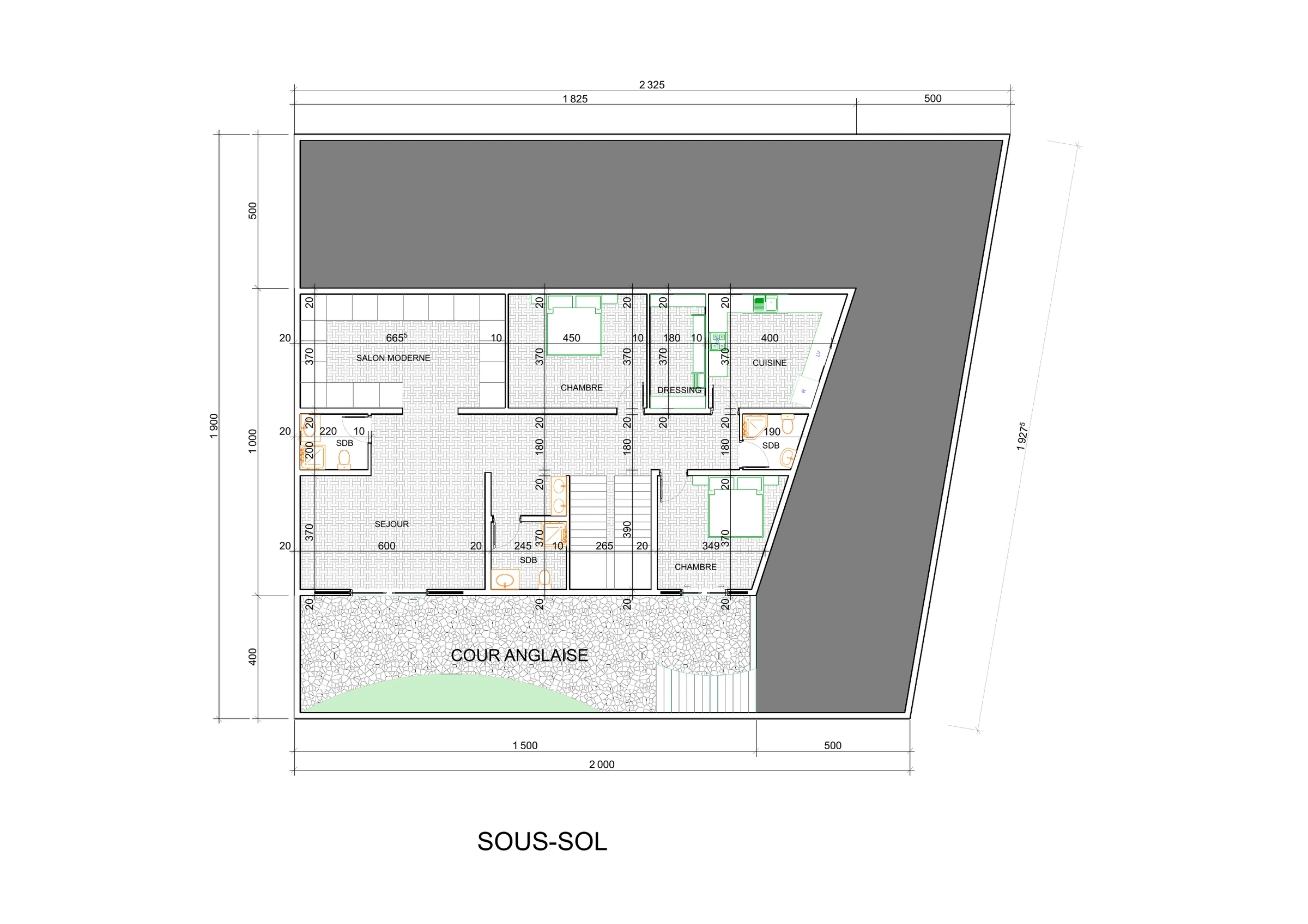 Plan détaillé du sous-sol de la Villa Agadir