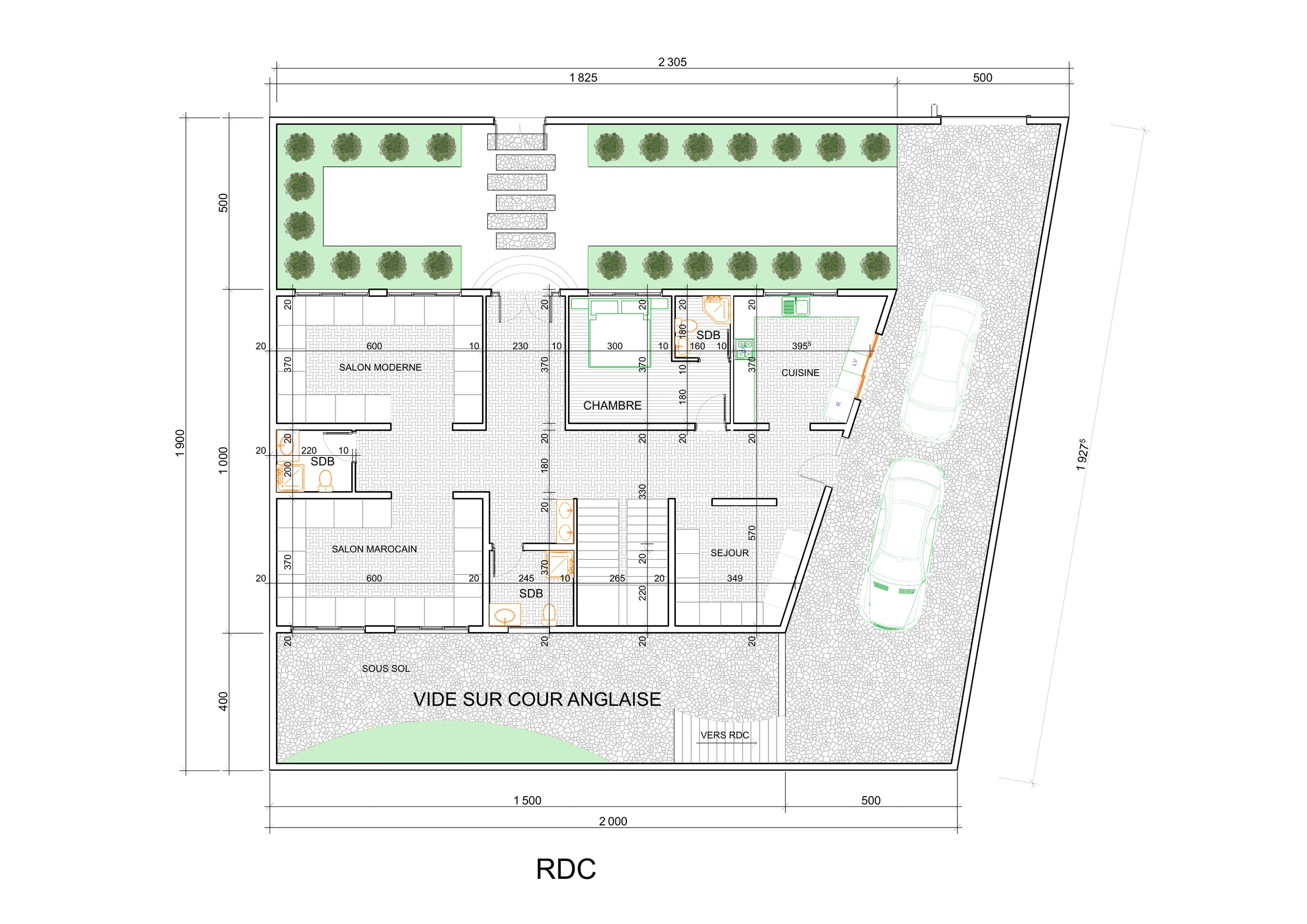Plan détaillé du rez-de-chaussée de la Villa Agadir