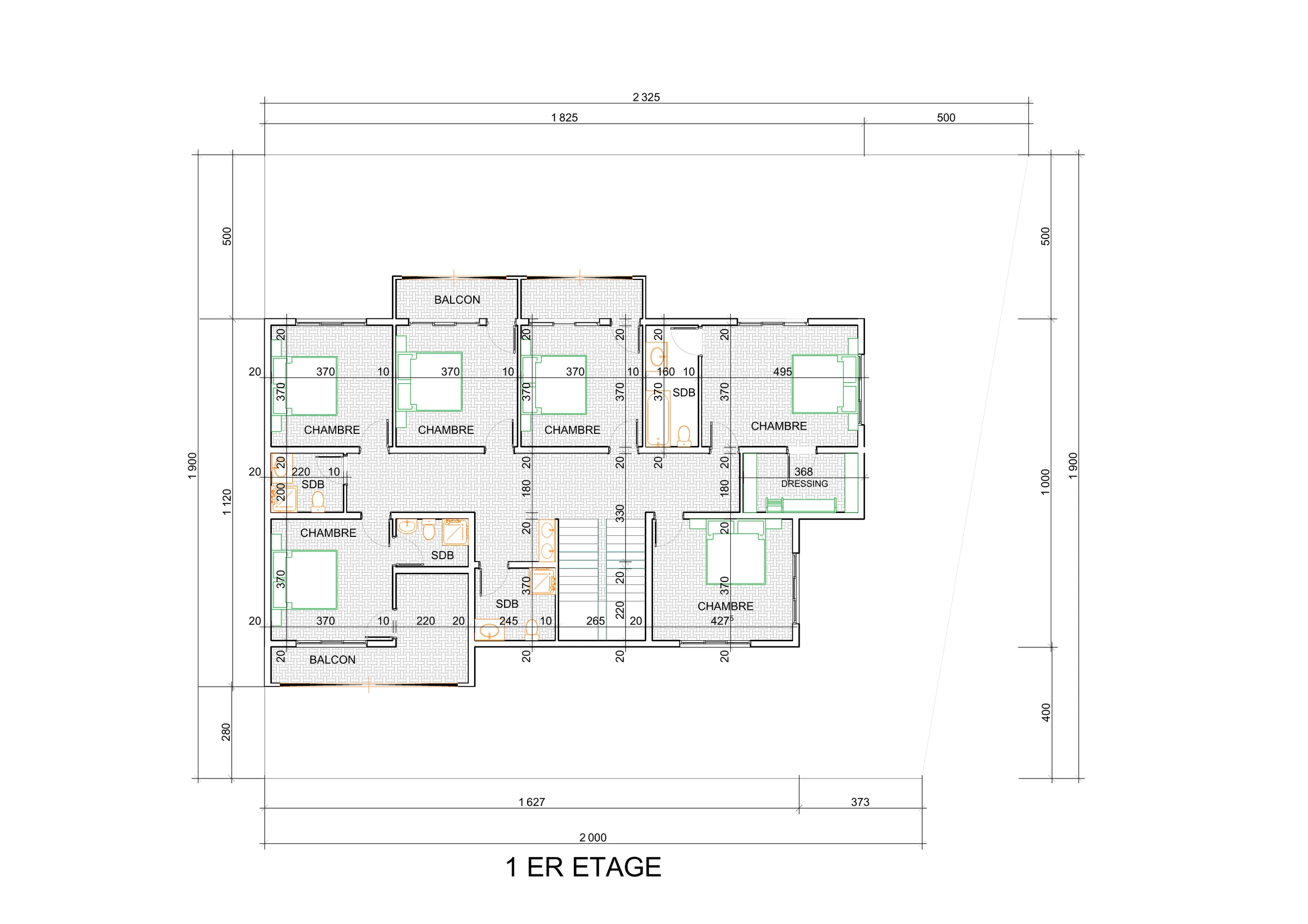 Plan détaillé du premier étage de la Villa Agadir